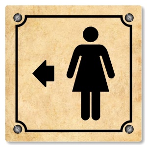 WC ženy vlevo, 80x80mm, pergamen, Kansas